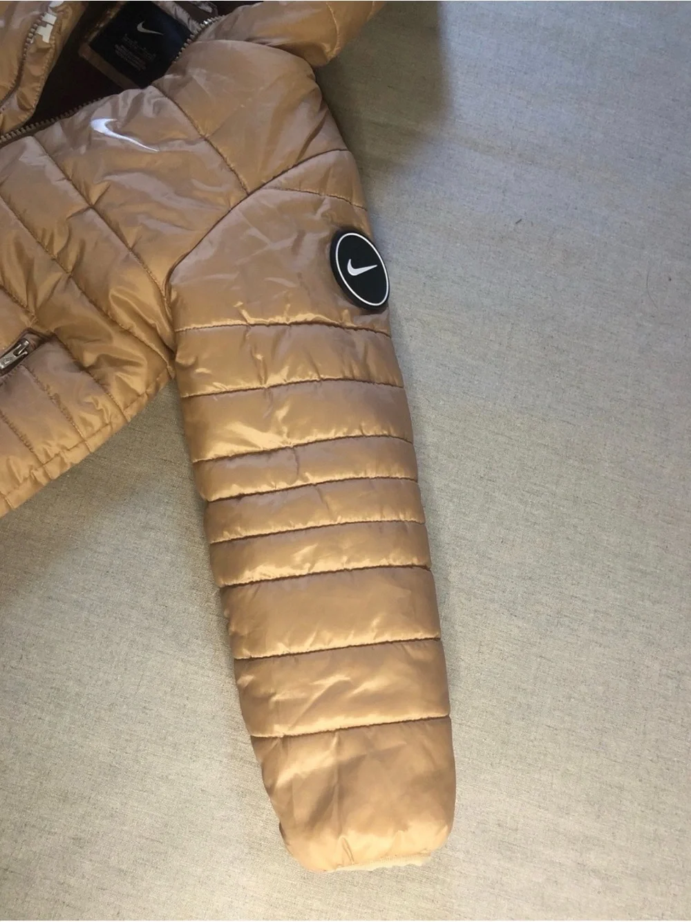 Nike Kids Beige/Tan Hooded Puffer Jacket